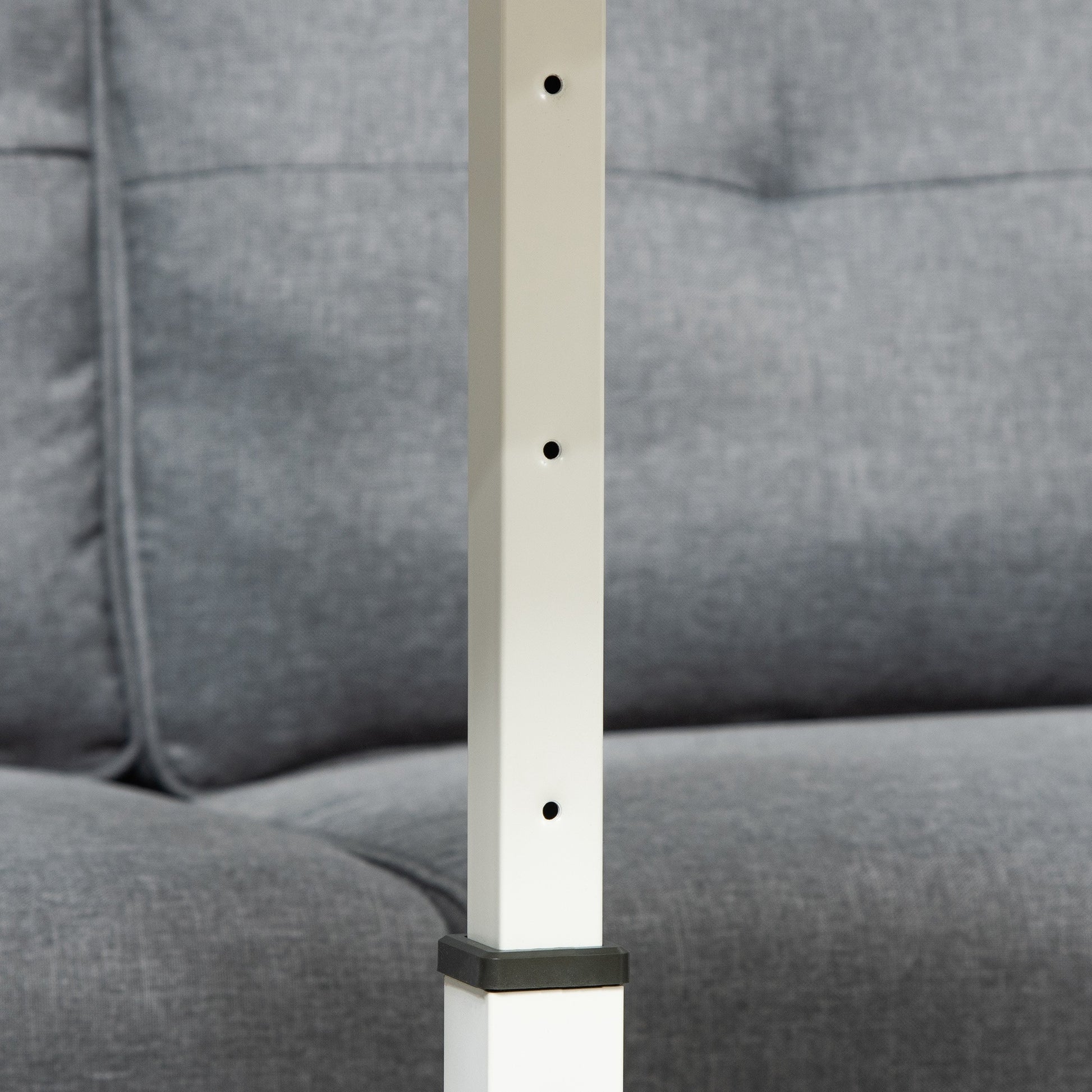 Rolling Side Table with Adjustable Height for Sofa Bed with Metal Frame and Brakes for Bedroom Living Room 60x40x52.5-84 cm White