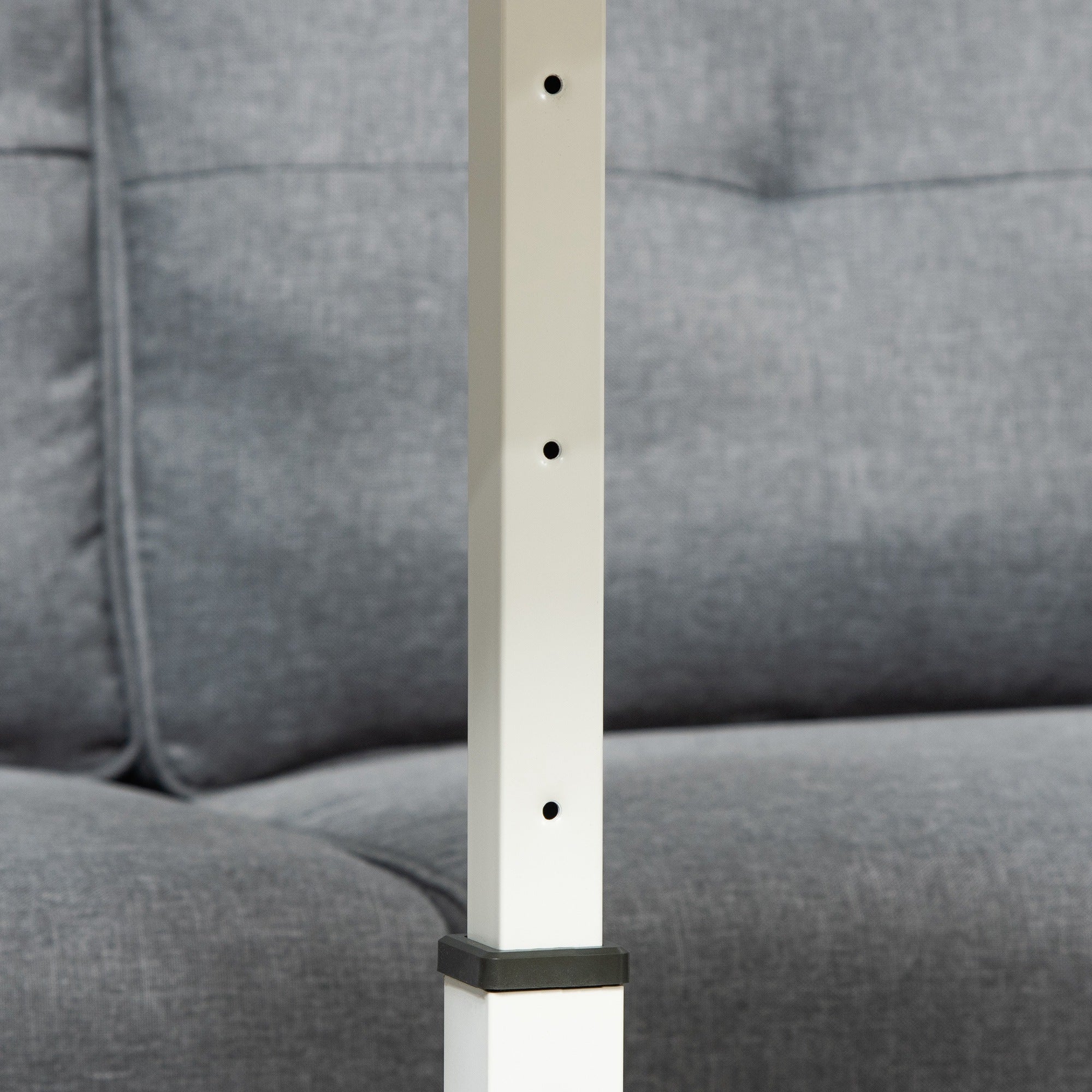 Rolling Side Table with Adjustable Height for Sofa Bed with Metal Frame and Brakes for Bedroom Living Room 60x40x52.5-84 cm White