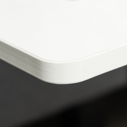 Rolling Side Table with Adjustable Height for Sofa Bed with Metal Frame and Brakes for Bedroom Living Room 60x40x52.5-84 cm White