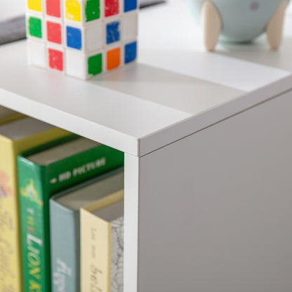 Children's Shelf Bookshelf with Seat Bench Children's Bench with 6 Compartments Seat Box with 3 Cushions Toy Chest from 3 Years White+Gray 103 x 30 x 62 cm