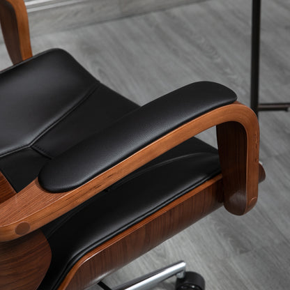 Ergonomic Office Chair Swivel Desk Chair in PU Leather with Removable Headrest Adjustable Height and Tilt Function 63x62x110-120 cm Black