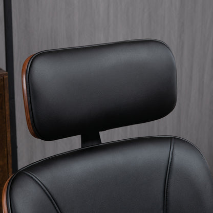 Ergonomic Office Chair Swivel Desk Chair in PU Leather with Removable Headrest Adjustable Height and Tilt Function 63x62x110-120 cm Black