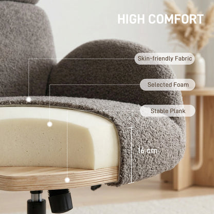 Swivel Recliner with Ottoman, Velvet-Look Textured Upholstery, Adjustable Headrest & Height, Tilt Function, Living Room Armchair, Gray