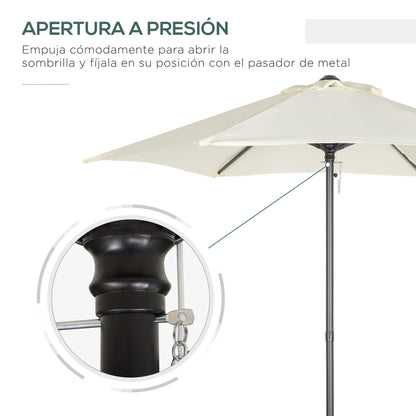 Outdoor Terrace Umbrella Ø2x2 m Patio Umbrella with Ventilated Roof and Detachable Aluminum Pole Garden Umbrella Patio Beige