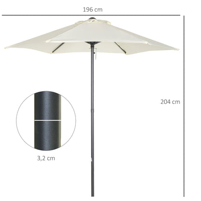 Outdoor Terrace Umbrella Ø2x2 m Patio Umbrella with Ventilated Roof and Detachable Aluminum Pole Garden Umbrella Patio Beige