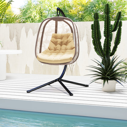 Seat Cushion, 120x100 cm Chair Cushion with Backrest, 8cm Thick Seat Cushion, Water-Resistant Seat Pad for Rocking Chairs and Hanging Baskets, Beige