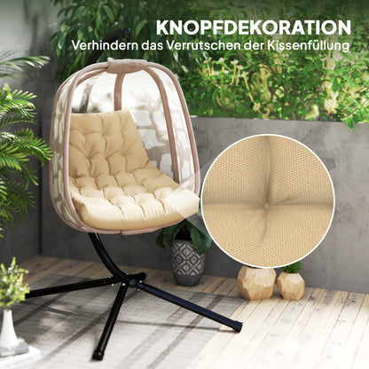 Seat Cushion, 120x100 cm Chair Cushion with Backrest, 8cm Thick Seat Cushion, Water-Resistant Seat Pad for Rocking Chairs and Hanging Baskets, Beige