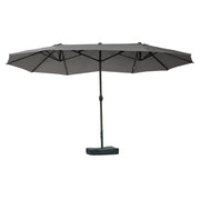 Double Sun Shade 455 x 265 cm, UV Protection Sunshade with Hand Crank, Stand, Balcony Umbrella Beach Umbrella Windproof Crank Umbrella Sun Protection for Beach Balcony Garden, Dark Gray