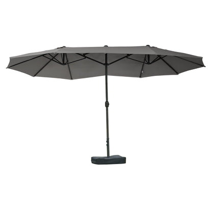 Double Sun Shade 455 x 265 cm, UV Protection Sunshade with Hand Crank, Stand, Balcony Umbrella Beach Umbrella Windproof Crank Umbrella Sun Protection for Beach Balcony Garden, Dark Gray