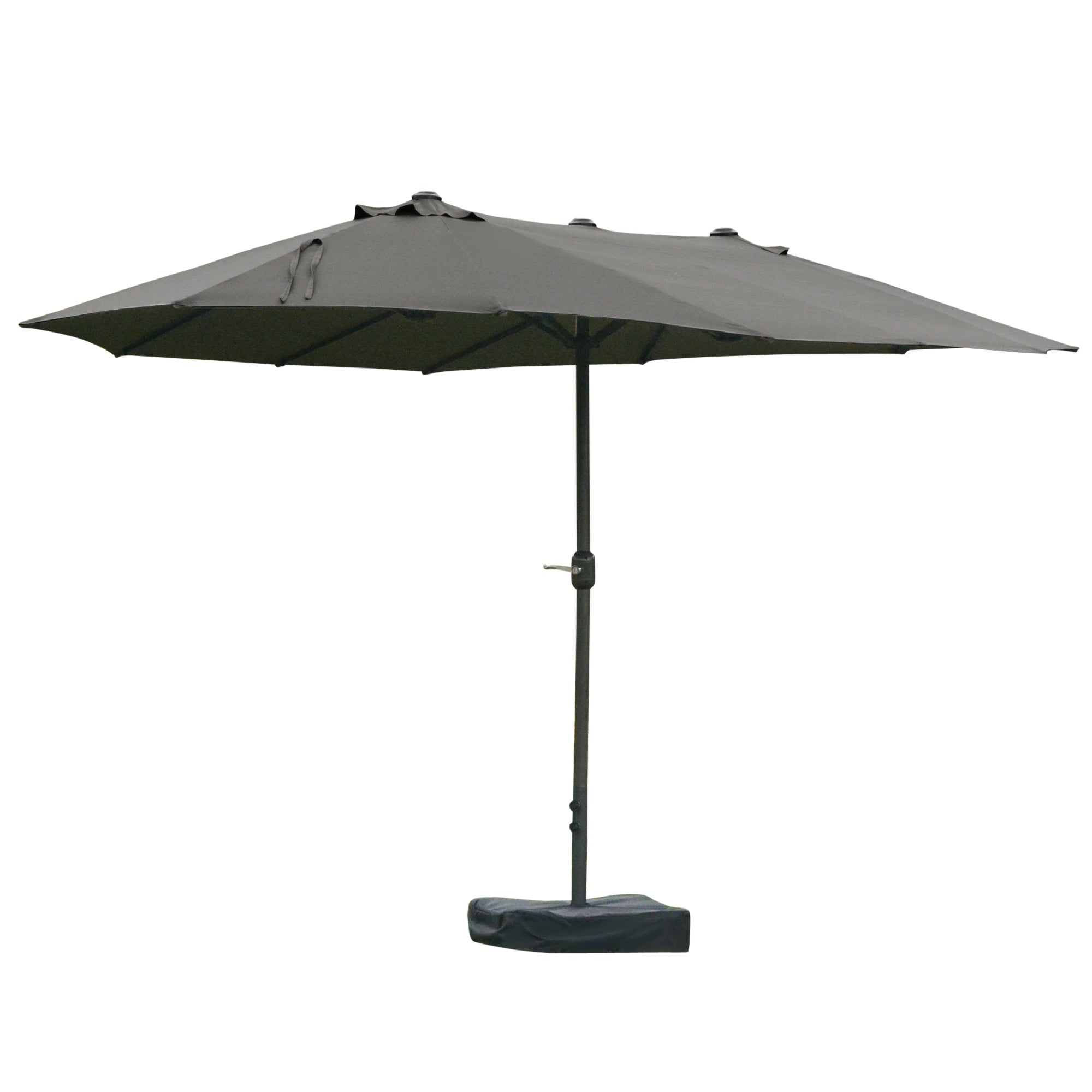 Double Sun Shade 455 x 265 cm, UV Protection Sunshade with Hand Crank, Stand, Balcony Umbrella Beach Umbrella Windproof Crank Umbrella Sun Protection for Beach Balcony Garden, Dark Gray