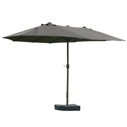Double Sun Shade 455 x 265 cm, UV Protection Sunshade with Hand Crank, Stand, Balcony Umbrella Beach Umbrella Windproof Crank Umbrella Sun Protection for Beach Balcony Garden, Dark Gray
