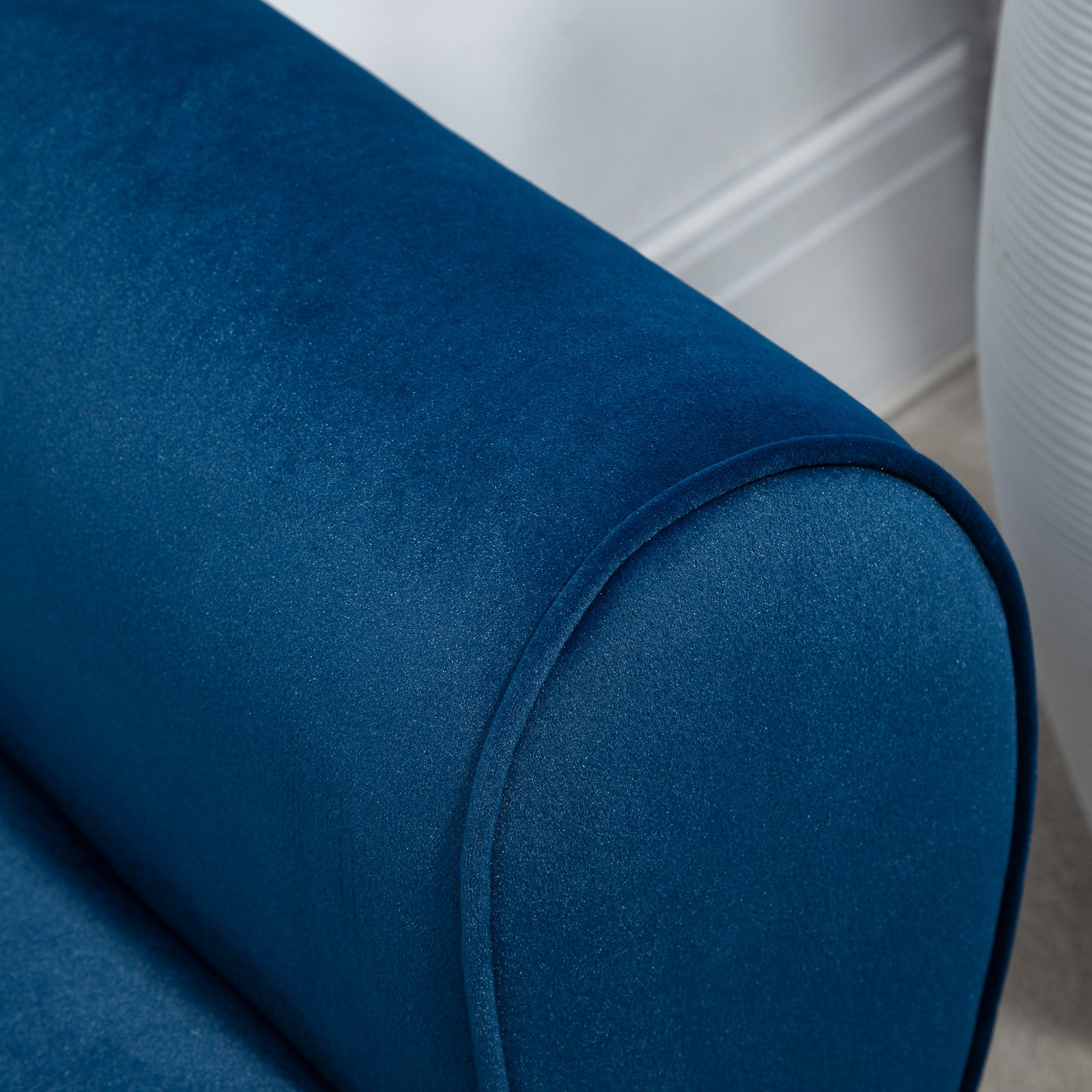 Upholstered Storage Bench for Bedroom and Entryway, End-of-Bed Bench in Velvet Fabric with Armrests, 118x42x66cm, Blue