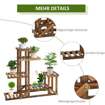 Flower Stand Plant Shelf 6 Levels Four-Layered Flower Rack Flower Staircase Flower Ladder Solid Wood Charcoal 98 x 28 x 96.5 cm