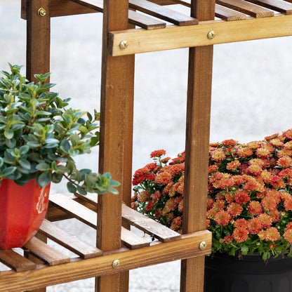 Flower Stand Plant Shelf 6 Levels Four-Layered Flower Rack Flower Staircase Flower Ladder Solid Wood Charcoal 98 x 28 x 96.5 cm