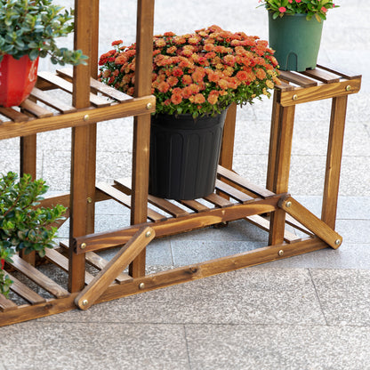 Flower Stand Plant Shelf 6 Levels Four-Layered Flower Rack Flower Staircase Flower Ladder Solid Wood Charcoal 98 x 28 x 96.5 cm