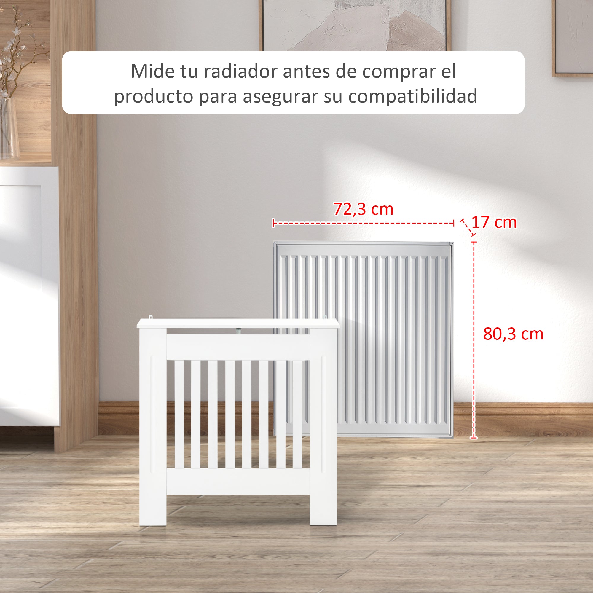 Radiator Cover Modern MDF Radiator Cabinet for Living Room Bedroom 78x19x81 cm White