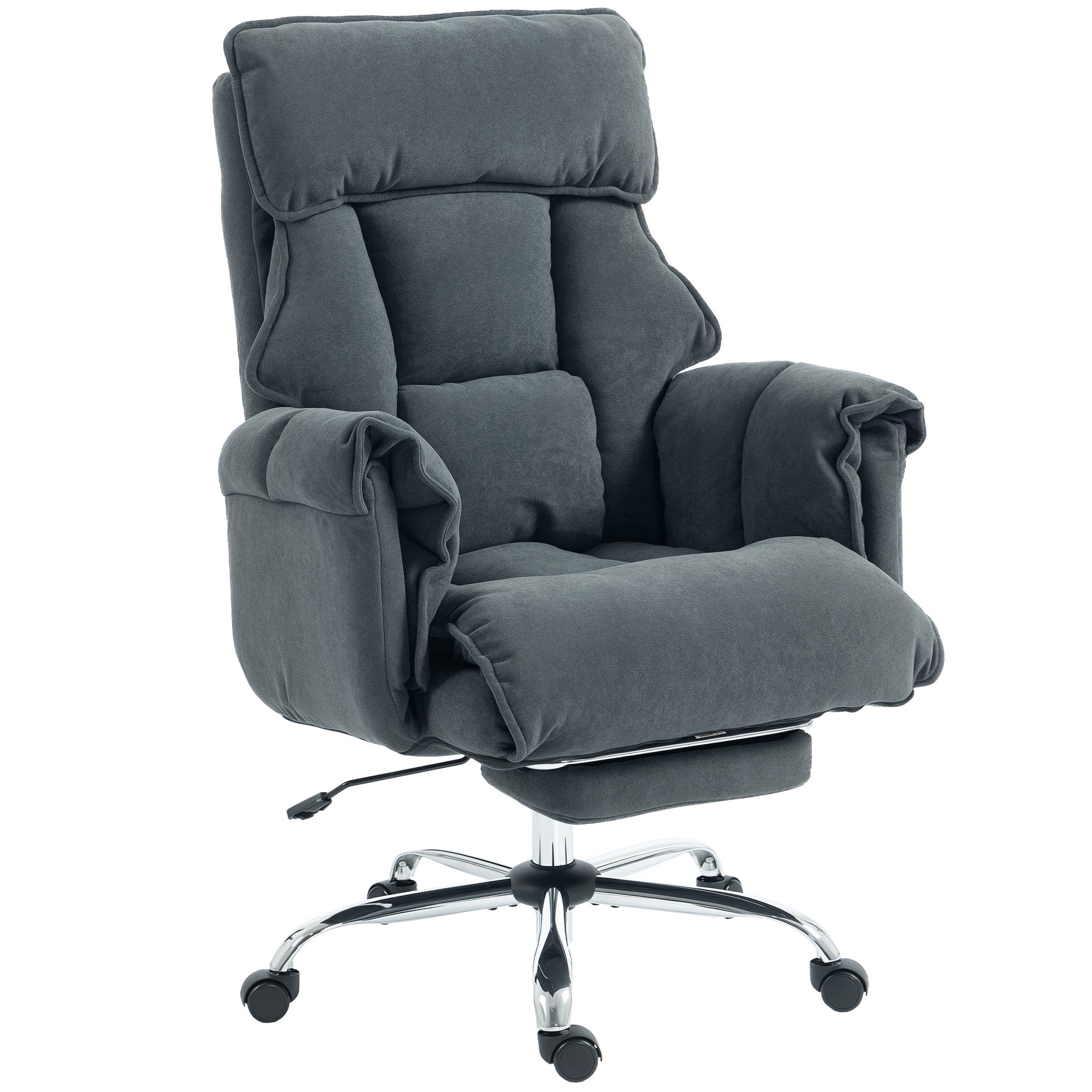 Ergonomic Office Chair with Lumbar Support, Adjustable Footrest & 360° Swivel — Padded Polar Fleece, Dark Gray