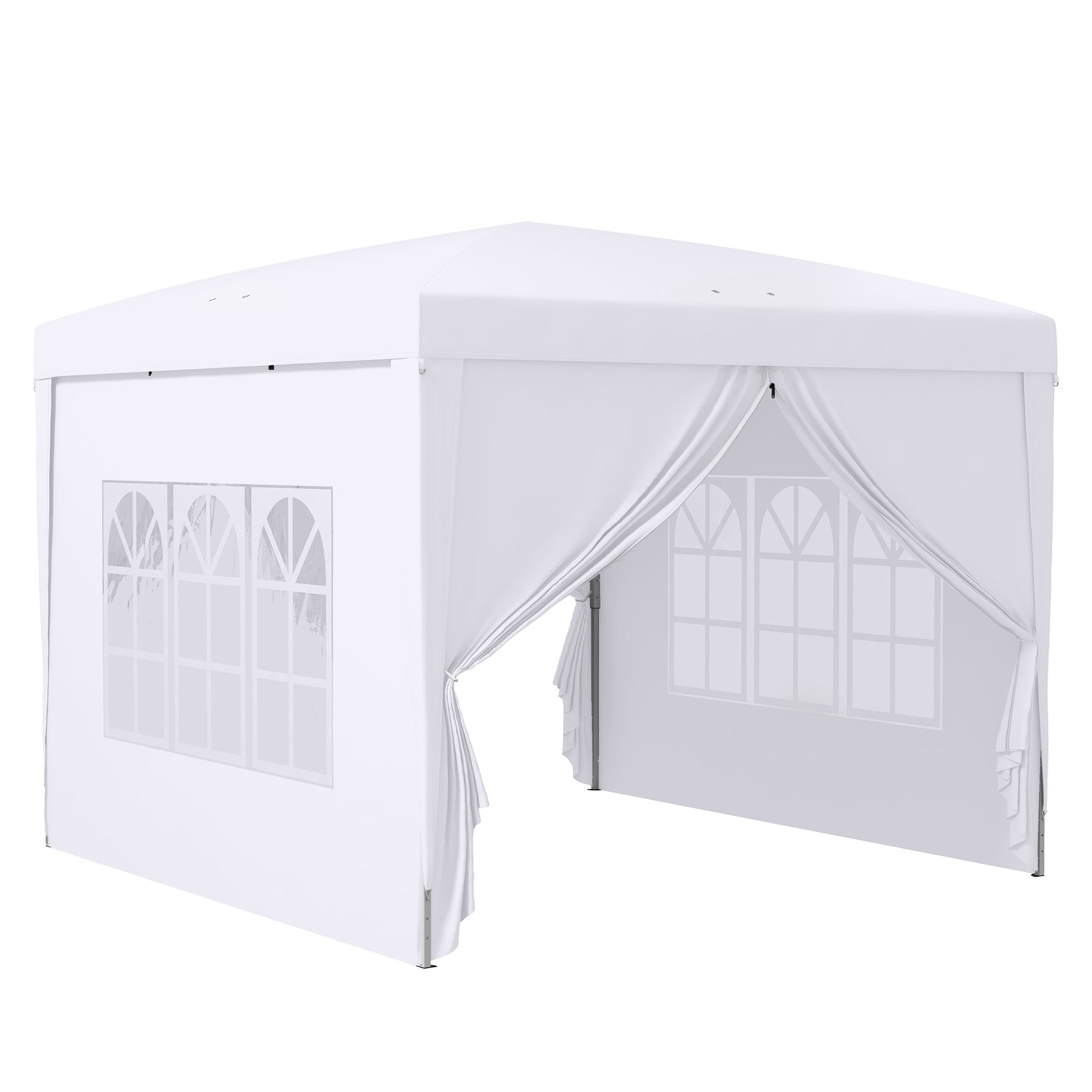 Pavilion approx. 3x3m, water-repellent Stable Winterproof Pop-up Folding Pavilion, UV Protection 50+, Foldable Party Tent Garden Tent with 4 Side Panels Bag Garden Pavilion for Camping Garden, White