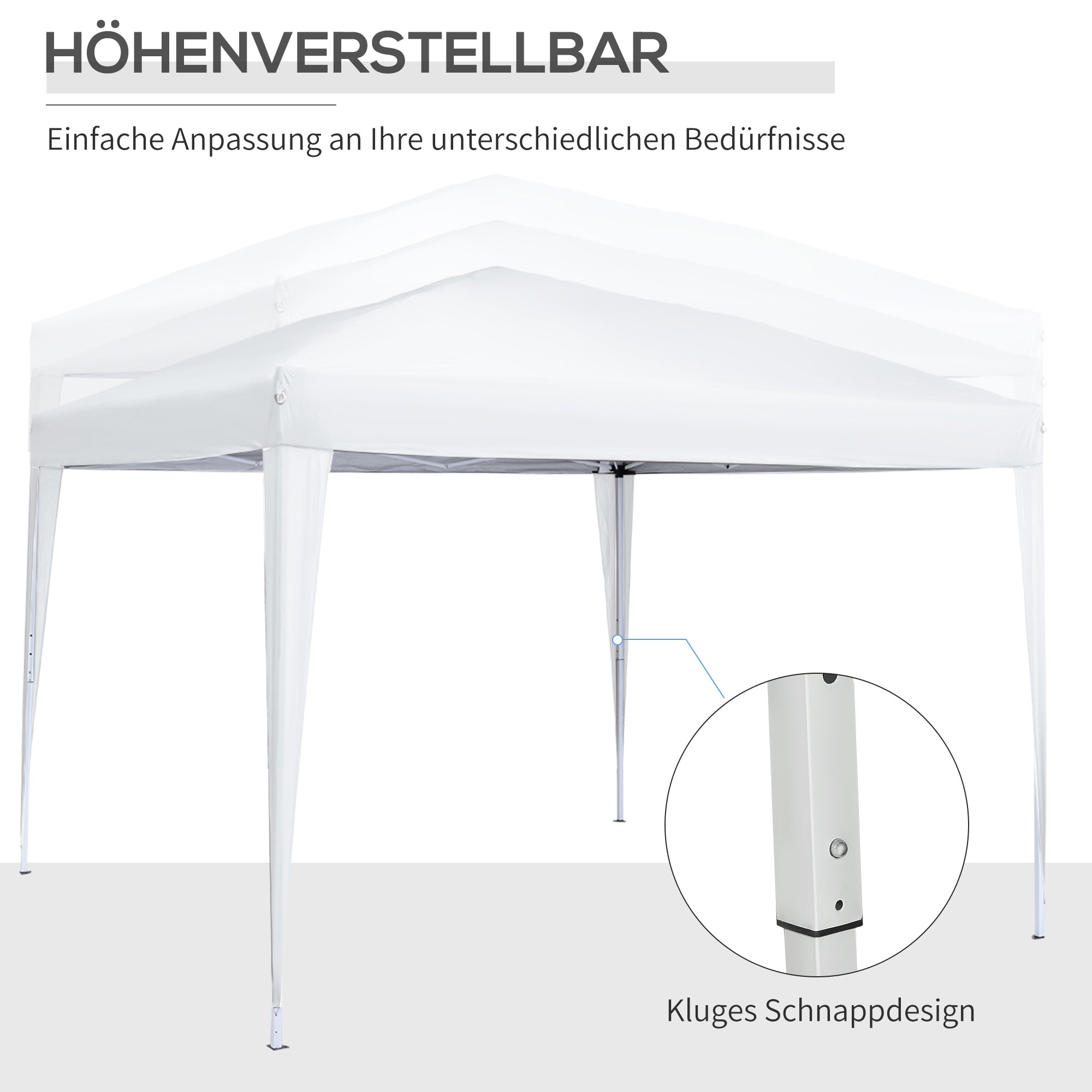 Pavilion approx. 3x3m, water-repellent Stable Winterproof Pop-up Folding Pavilion, UV Protection 50+, Foldable Party Tent Garden Tent with 4 Side Panels Bag Garden Pavilion for Camping Garden, White