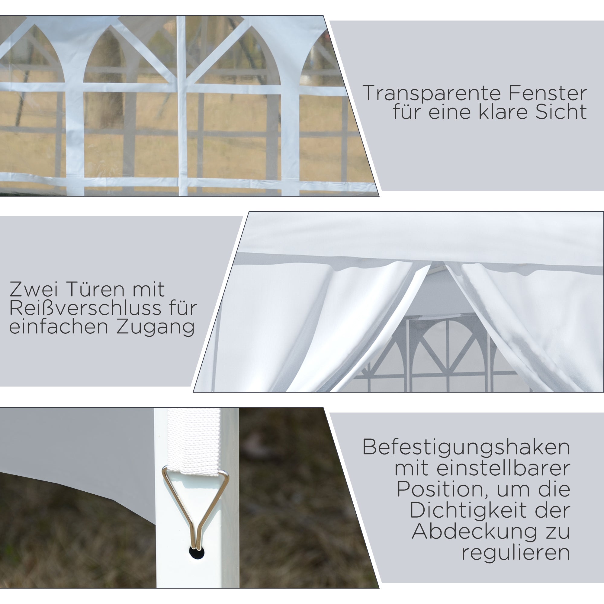 Pavilion approx. 3x3m, water-repellent Stable Winterproof Pop-up Folding Pavilion, UV Protection 50+, Foldable Party Tent Garden Tent with 4 Side Panels Bag Garden Pavilion for Camping Garden, White