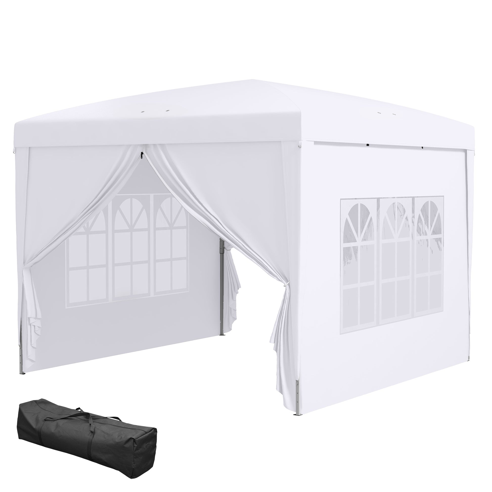 Pavilion approx. 3x3m, water-repellent Stable Winterproof Pop-up Folding Pavilion, UV Protection 50+, Foldable Party Tent Garden Tent with 4 Side Panels Bag Garden Pavilion for Camping Garden, White