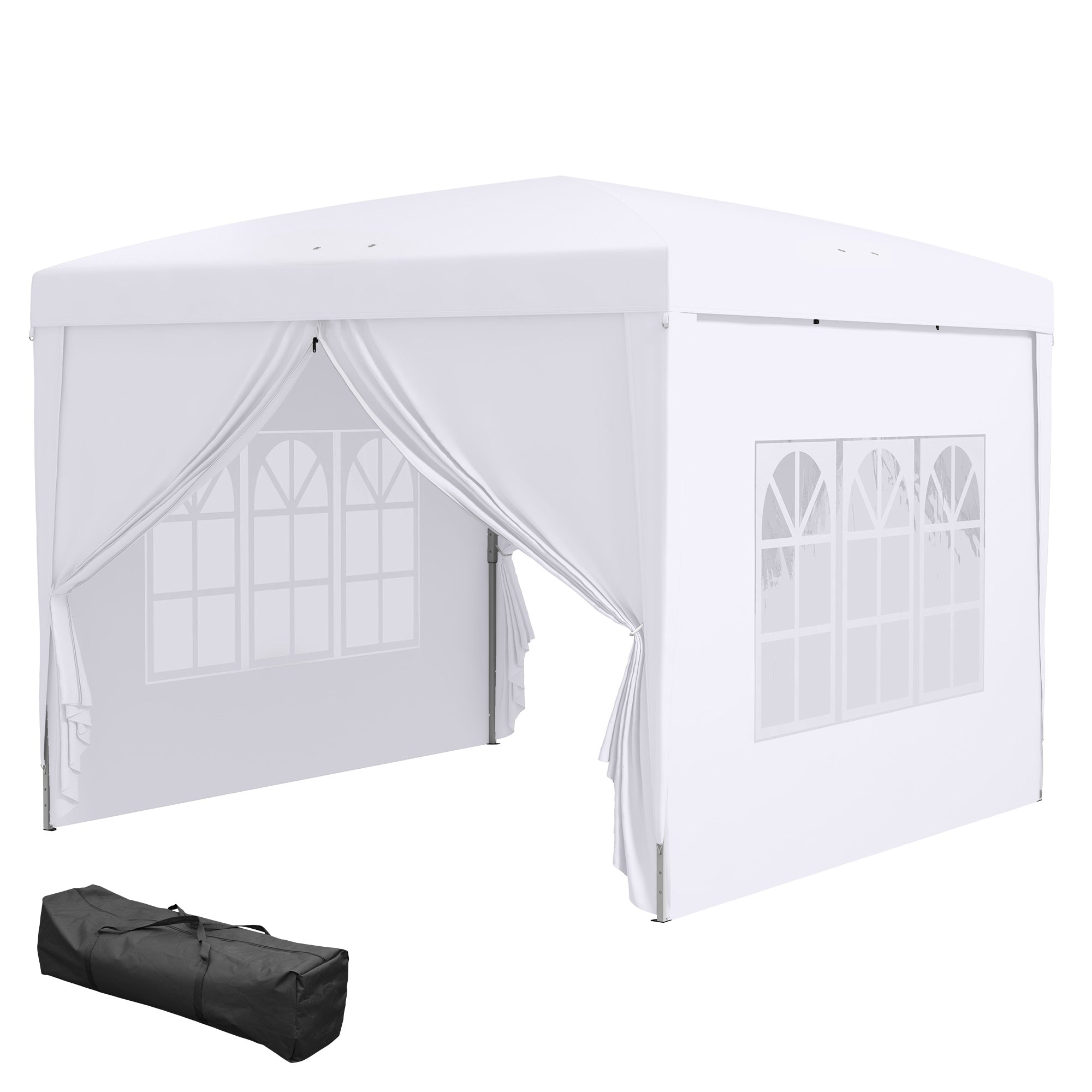 Pavilion approx. 3x3m, water-repellent Stable Winterproof Pop-up Folding Pavilion, UV Protection 50+, Foldable Party Tent Garden Tent with 4 Side Panels Bag Garden Pavilion for Camping Garden, White