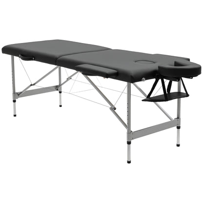 Folding Massage Table, Massage Bed with 7 Zones Adjustable Height, 130 kg Weight Capacity, for Spa, Salon, Faux Leather, Black