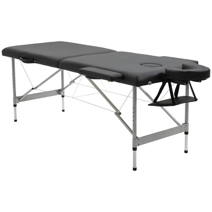 Folding Massage Table, Massage Bed with 7 Zones Adjustable Height, 130 kg Weight Capacity, for Spa, Salon, Faux Leather, Black