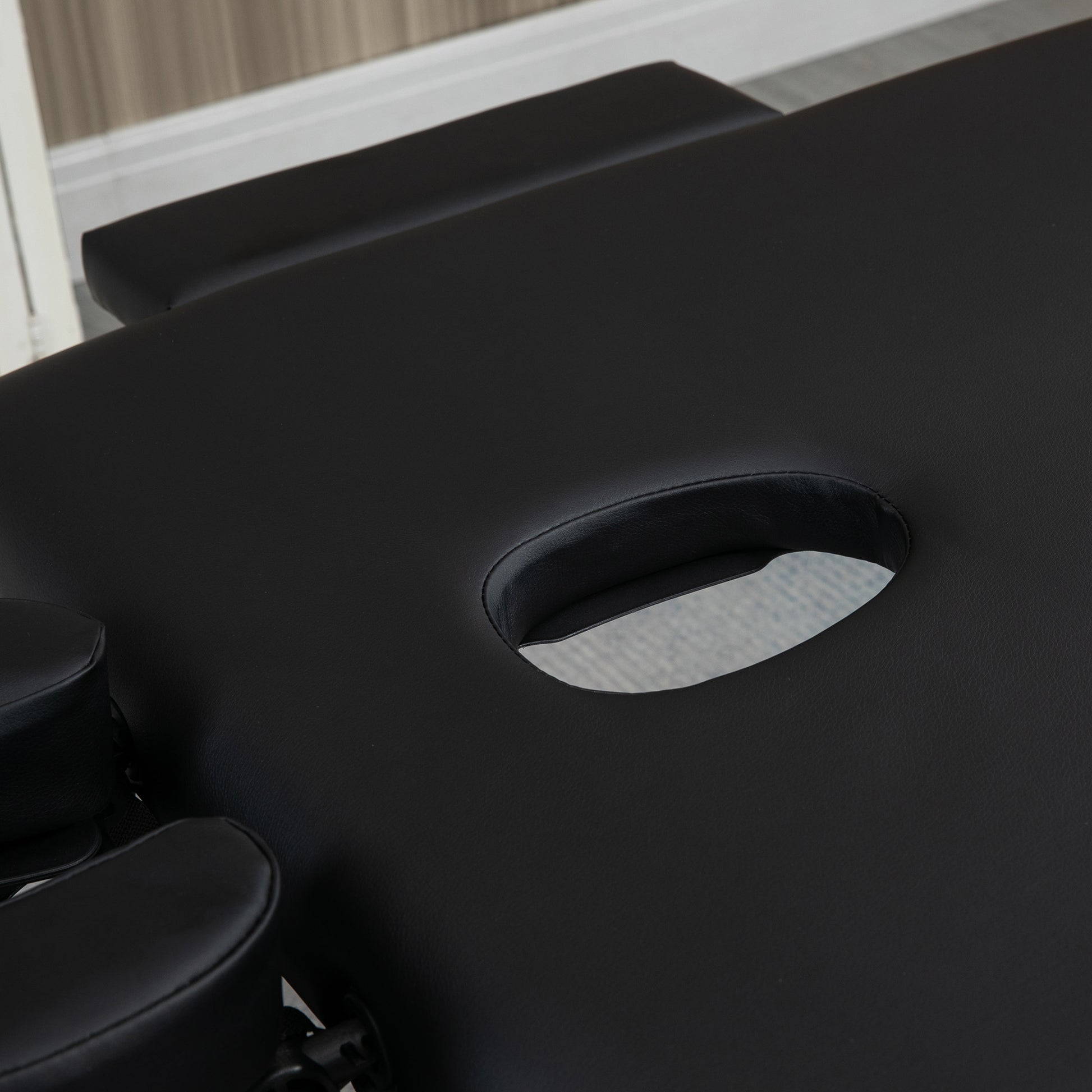 Folding Massage Table, Massage Bed with 7 Zones Adjustable Height, 130 kg Weight Capacity, for Spa, Salon, Faux Leather, Black
