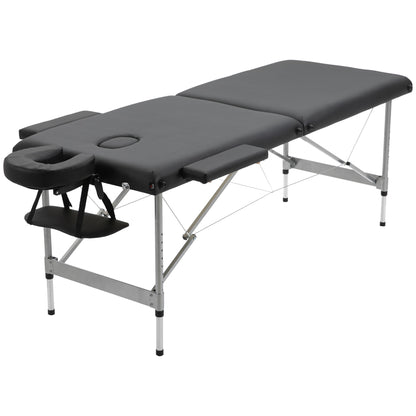 Folding Massage Table, Massage Bed with 7 Zones Adjustable Height, 130 kg Weight Capacity, for Spa, Salon, Faux Leather, Black