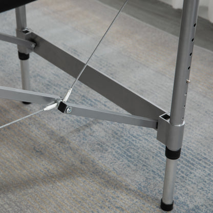 Folding Massage Table, Massage Bed with 7 Zones Adjustable Height, 130 kg Weight Capacity, for Spa, Salon, Faux Leather, Black