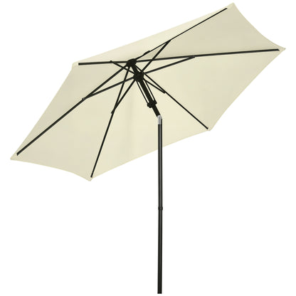 Garden Umbrella 2.7x2.5 m in Polyester and Metal with Adjustable Tilting Canopy at 45°, Beige and Black