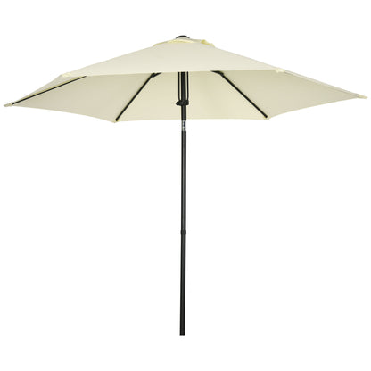 Garden Umbrella 2.7x2.5 m in Polyester and Metal with Adjustable Tilting Canopy at 45°, Beige and Black