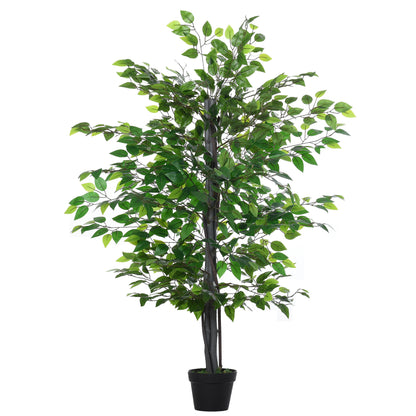 Artificial Ficus Tree Large 145 cm, Artificial Tree, Artificial Plant, Plastic Artificial Plant in Pot, Fake Plant Like Real for Living Room Bedroom Office Garden Modern Decoration Gift