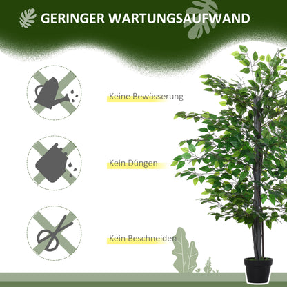 Artificial Ficus Tree Large 145 cm, Artificial Tree, Artificial Plant, Plastic Artificial Plant in Pot, Fake Plant Like Real for Living Room Bedroom Office Garden Modern Decoration Gift