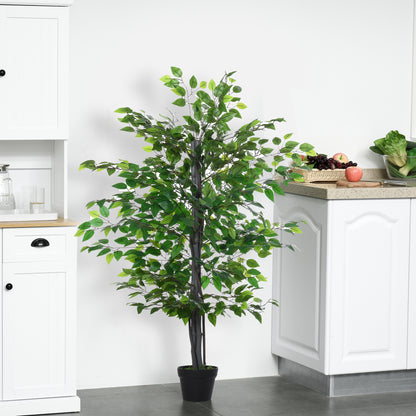 Artificial Ficus Tree Large 145 cm, Artificial Tree, Artificial Plant, Plastic Artificial Plant in Pot, Fake Plant Like Real for Living Room Bedroom Office Garden Modern Decoration Gift