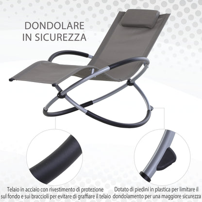 Modern Design Rocking Chair for Indoor and Outdoor Texteline 154x80x84cm Gray
