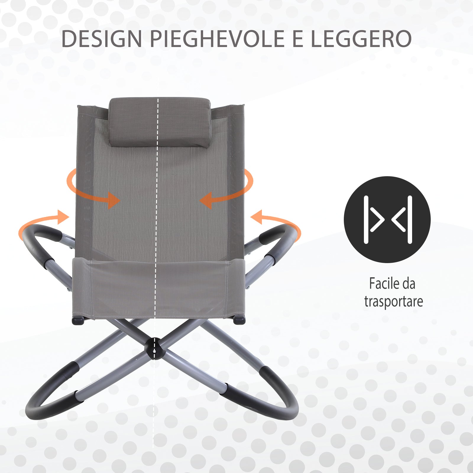 Modern Design Rocking Chair for Indoor and Outdoor Texteline 154x80x84cm Gray
