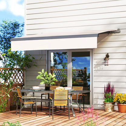 Retractable Manual Awning 3x2 m Outdoor Patio Adjustable Roll-Out Awning with UV50+ Protection Aluminum and Metal Frame for Balcony Garden Cream