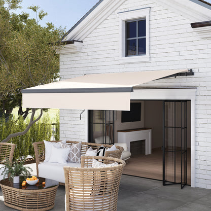 Retractable Manual Awning 3x2 m Outdoor Patio Adjustable Roll-Out Awning with UV50+ Protection Aluminum and Metal Frame for Balcony Garden Cream