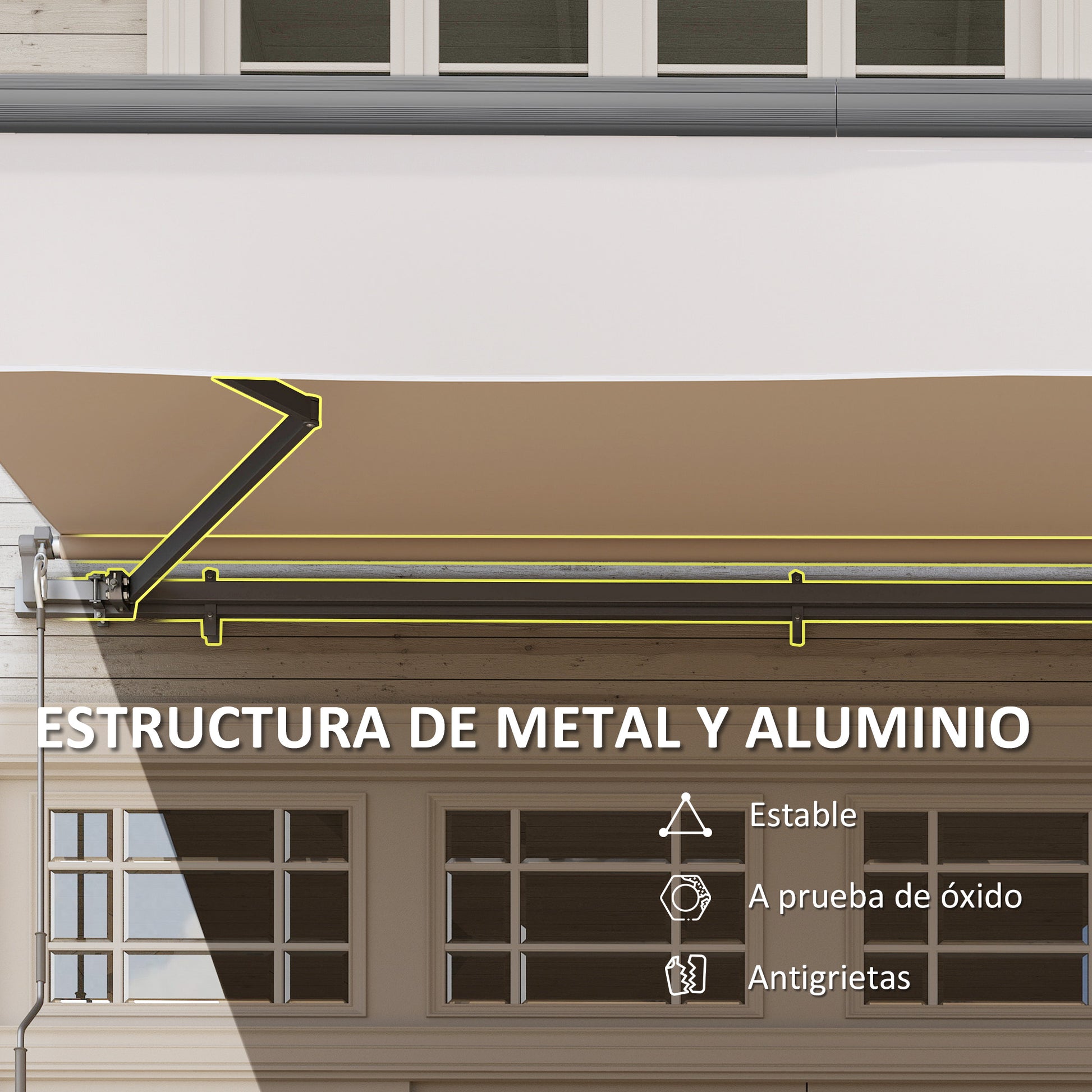 Retractable Manual Awning 3x2 m Outdoor Patio Adjustable Roll-Out Awning with UV50+ Protection Aluminum and Metal Frame for Balcony Garden Cream