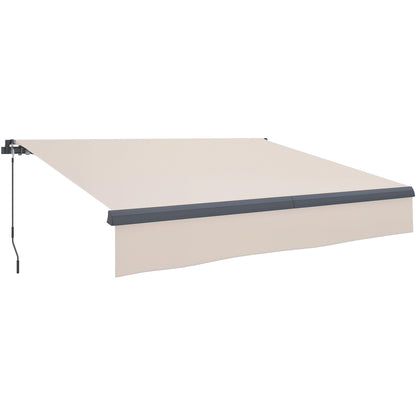 Retractable Manual Awning 3x2 m Outdoor Patio Adjustable Roll-Out Awning with UV50+ Protection Aluminum and Metal Frame for Balcony Garden Cream