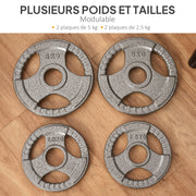 Weight Plates 2.5/2.5/5/5 kg, 4 Weightlifting Plates for 5 cm Olympic Bars, Dumbbell Plates for Weightlifting, Fitness, and Steel Weightlifting