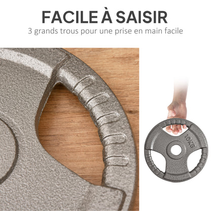 Weight Plates 2.5/2.5/5/5 kg, 4 Weightlifting Plates for 5 cm Olympic Bars, Dumbbell Plates for Weightlifting, Fitness, and Steel Weightlifting