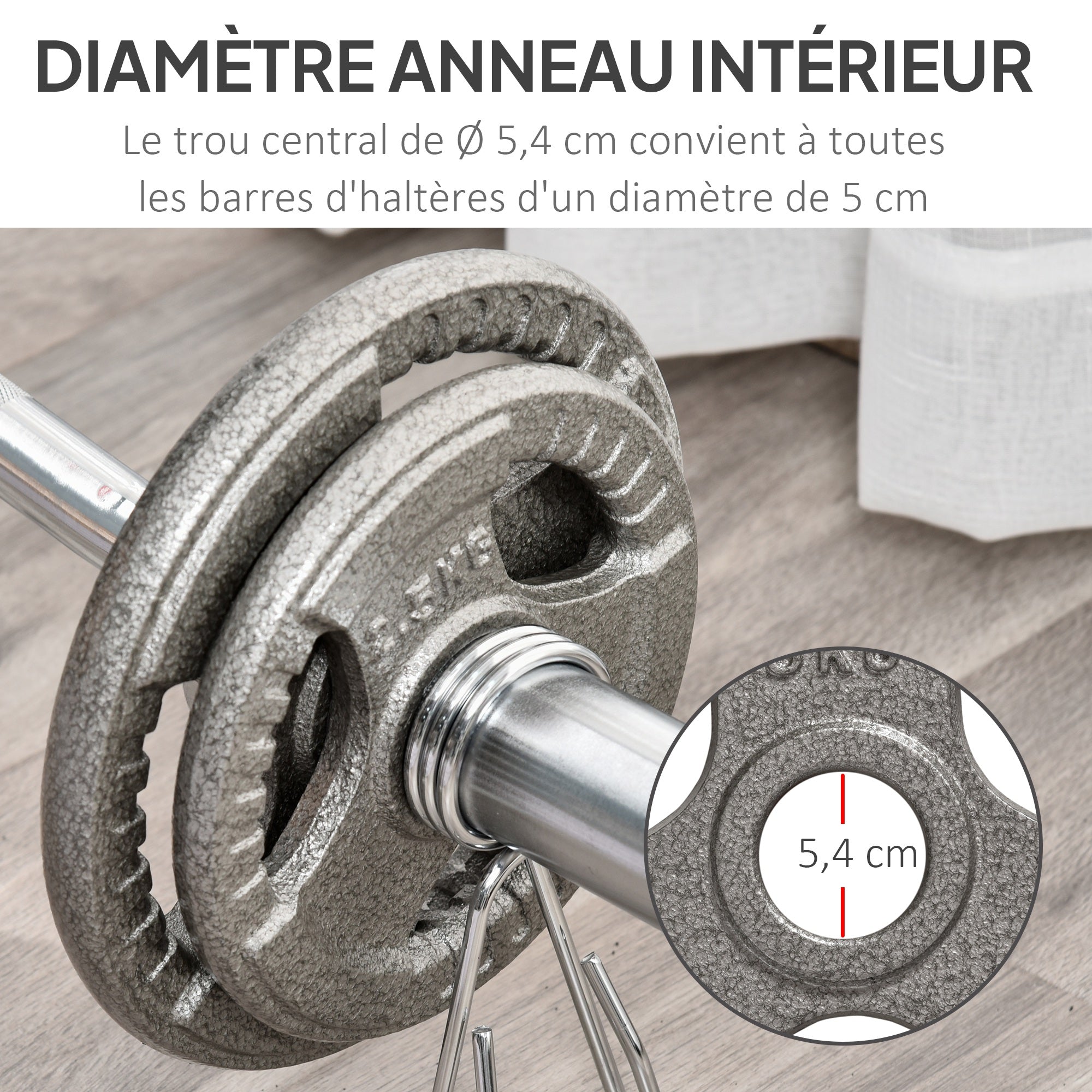 Weight Plates 2.5/2.5/5/5 kg, 4 Weightlifting Plates for 5 cm Olympic Bars, Dumbbell Plates for Weightlifting, Fitness, and Steel Weightlifting