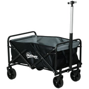Garden Cart Beach Cart Folding Cart with 4 Adjustable Wheels Length and Angle of Handle Adjustable 70 L Capacity 80 kg Load for Shopping Camping Black