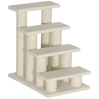Pet Stairs Cat Stairs Dog Stairs Stairs for Cats and Dogs 4 Steps Cream 63.5x43x60cm