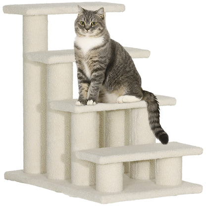 Pet Stairs Cat Stairs Dog Stairs Stairs for Cats and Dogs 4 Steps Cream 63.5x43x60cm