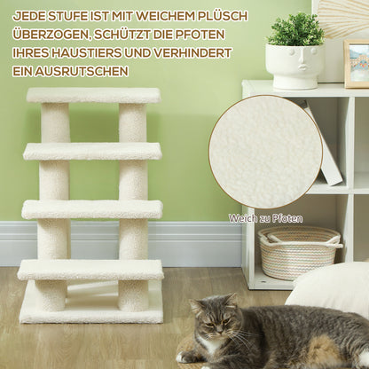 Pet Stairs Cat Stairs Dog Stairs Stairs for Cats and Dogs 4 Steps Cream 63.5x43x60cm