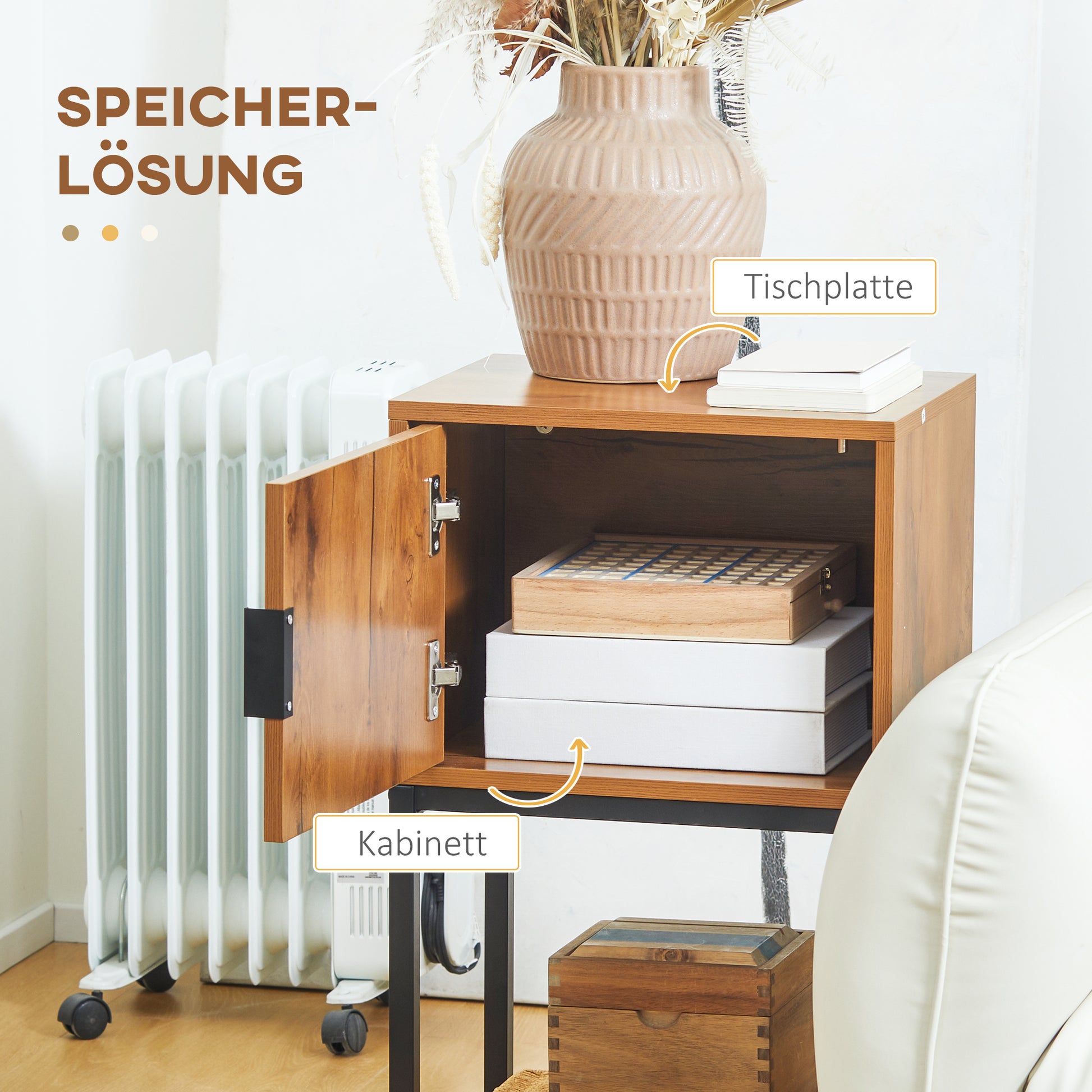 Console Table with Storage, Side Table in Industrial Design for Entryway, Living Room, Hallway, Steel, Natural, 40 x 30 x 76 cm